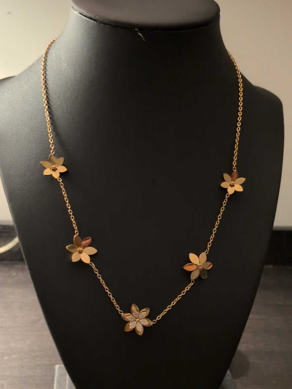 Gold Floral Station Necklace - Women's Jewelry
